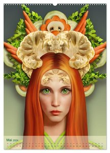 Zum Anbeissen - surreale Frauenportraits mit Obst und Gemüse (Wandkalender 2024 DIN A2 hoch), CALVENDO Monatskalender