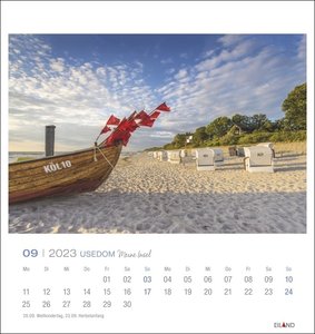 Usedom Postkartenkalender 2023. Traumhafter Fotokalender im Postkartenformat. Idyllische Inselfotos in einem kleinen Kalender zum Aufstellen und Aufhängen.