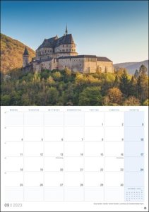 Luxemburg Planer 2023. Praktischer Terminkalender zum Aufhängen mit tollen Fotos der Burgen, Schlösser und Landschaften Luxemburgs. Foto-Kalender 2023.