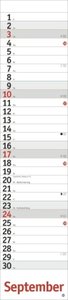 Roter Langplaner 2023. Praktischer Streifenkalender fürs Büro. Länglicher Wandkalender mit genug Platz zum Eintragen. Terminkalender 2023. 11x49 cm