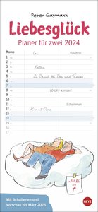 Gaymann: Liebesglück Planer für zwei 2024. Humorvoller Partnerkalender mit 2 Spalten und viel Platz für Eintragungen. Wandkalender Planer 2024. Jahres-Planer für 2 Personen.