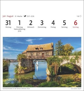 Bretagne & Normandie Sehnsuchtskalender 2023. 53 Postkarten in einem Wochenkalender mit Urlaubsflair. Kleiner Tischkalender für einen Hauch Frankreich im Alltag. Auch zum Aufhängen.