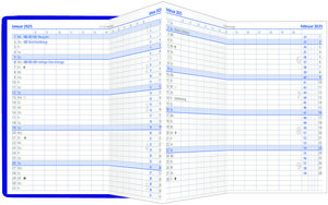 Taschenplaner Leporello PVC türkis 2025 - Bürokalender 9,5x16 cm - 1 Monat auf 2 Seiten - separates Adressheft - faltbar - Notizheft - 510-1003