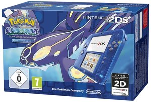Nintendo 2DS - Konsole - Transparent Blau inklusive  Pokemon Alpha Saphir (vorinstalliert)