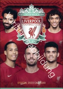 Liverpool Posterkalender 2024. Fußball-Posterkalender mit den besten Momenten der Liverpool Mannschaft.