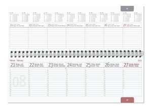 Tisch-Querkalender alpha platinum 2022 - Büro-Planer 29,7x10,5 cm - Tisch-Kalender - 1 Woche 2 Seiten - platin - Ringbindung - Alpha Edition