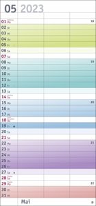Bunte Wochen Planer für 2 2023. Praktischer Wandplaner für zwei mit 3 Spalten. Wandkalender mit Schulferien und 3-Monats-Ausblick. Terminkalender 2023 zum Eintragen