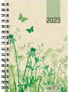 Taschenkalender Graspapier 2023 - Bürokalender 10x14 cm - 1 Woche auf 2 Seiten - robuster Kartoneinband - Wochenkalender - Notizheft - 639-0640