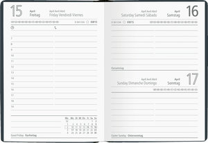 Taschenkalender schwarz 2023 - Bürokalender 10,2x14,2 - 1 Tag auf 1 Seite - flexibler Kunstoffeinband - Stundeneinteilung 7 - 19 Uhr - 610-1020