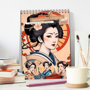 Japanische Geishas (Tischkalender 2025 DIN A5 hoch), CALVENDO Monatskalender