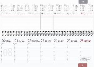 Tisch-Querkalender alpha aurum 2023 - Büro-Planer 29,7x10,5 cm - Tisch-Kalender - 1 Woche 2 Seiten - gold - Ringbindung - Alpha Edition
