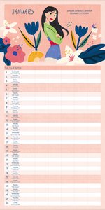 Pyramid - Disney Princess 2025 Familienplaner, 30x30cm, Familienkalender für Disney Princess Fans, Planer mit 6 Terminspalten und Sticker Sheet, nachhaltig nur mit Papierumschlag