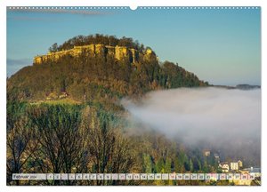 Die Festung Königstein im Wandel der Jahreszeiten (hochwertiger Premium Wandkalender 2024 DIN A2 quer), Kunstdruck in Hochglanz