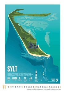 Marmota: Inseln der Nordsee 2025 – Wandkalender – Inselkarten – Hochformat A3 29,7 x 42 cm