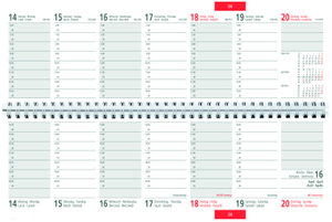 Tischquerkalender Register 2025 - 32x10,5 cm - 1 Woche auf 2 Seiten - Bürokalender mit Registerstanzung - Stundeneinteilung von 6 - 21 Uhr - 166-0002