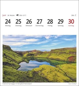 Island Sehnsuchtskalender 2024. Fernweh in einem Foto-Kalender zum Aufstellen. Die schönsten Landschaften Islands als Postkarten in einem Tischkalender
