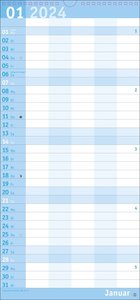 Basic Familienplaner 2024. Praktischer Wandplaner mit 5 Spalten. Familien-Wandkalender mit Schulferien und 3-Monats-Ausblick. Terminkalender 2024.