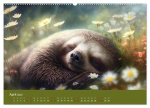 Der Kalender für echte Faultiere (Wandkalender 2024 DIN A2 quer), CALVENDO Monatskalender
