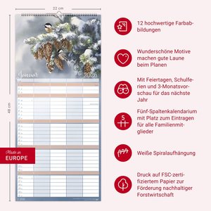 Bunte Vogelwelt Familienplaner 2026