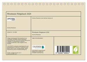 Rhodesian Ridgeback 2024 (Tischkalender 2024 DIN A5 quer), CALVENDO Monatskalender