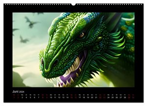 Phantasievolle Welt der Drachen (hochwertiger Premium Wandkalender 2024 DIN A2 quer), Kunstdruck in Hochglanz
