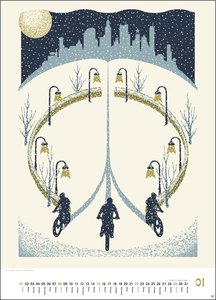 Bike Art Edition Kalender 2023. Großformatigen Editionskalender mit 12 kunstvoll illustrierten Fahrrädern. Wandkalender 2023 XXL. 49x68 cm. Hochformat.