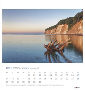 Rügen Postkartenkalender 2024. Impressionen der größten deutschen Insel in einem kleinen Kalender zum Aufstellen oder Aufhängen. Postkarten-Fotokalender für Urlaubsfeeling zu Hause.