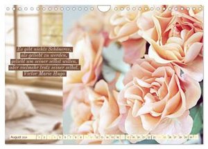 Rosenrote Gefühle, Rosen schmücken Worte der Liebe (Wandkalender 2024 DIN A4 quer), CALVENDO Monatskalender