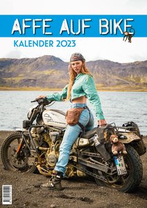 Foto-Wandkalender Affe auf Bike 2023 im Format DIN A4