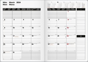 Monatskalender, Buchkalender, 2024, SlimLine, Modell 739, Baladek-Einband, flexibel, schwarz