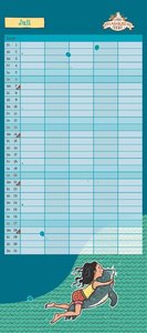 Schule der magischen Tiere Familienkalender 2025 - Wandkalender - Familienplaner mit 5 Spalten - Format 22 x 49,5 cm