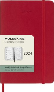Moleskine 12 Monate Wochen Notizkalender 2024, Pocket/A6, Scharlachrot
