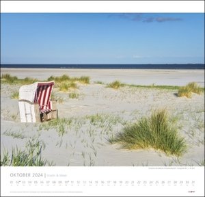 Inseln und Meer Kalender 2024. Die nordfriesische Landschaft in einem hochwertigen Fotokalender. Kalender 2024 Landschaften voll Wasser und weißem Sand.