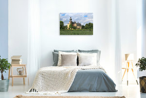 Premium Textil-Leinwand 90 cm x 60 cm quer Wasserburg Gemen in Borken-Gemen