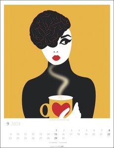 Coffee Love Kalender 2024. Kaffee-Kunst in einem Jahres-Wandkalender 2024. Ein ideales Geschenk für Dekofans mit einem Faible für Kaffee! Bildkalender 2024 mit modernen Illustrationen im Format 30 x 39 cm.