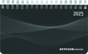 Querkalender Mini PP-Einband schwarz 2025 - Büro-Planer 15,6x9 cm - Tisch-Kalender - 1 Woche 2 Seiten - Ringbindung - Zettler
