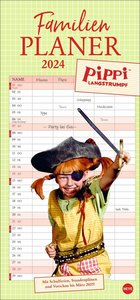 Pippi Langstrumpf Familienplaner 2024. Terminkalender 2024 mit Fotos aus den Kult-Filmen. Familienkalender mit 5 Spalten. Familien-Wandkalender mit Schulferien und Stundenplänen.