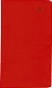 Taschenplaner Leporello PVC rot 2023 - Bürokalender 9,5x16 cm - 1 Monat auf 1 Seite - separates Adressheft - faltbar - Notizheft - 501-1013
