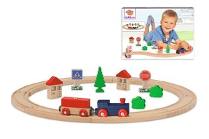 Eichhorn 100001260 - Bahn, Schienenkreis,  20 teilig, FSC Zertifiziertes Buchenholz, Streckenlänge: 135 cm