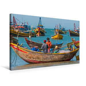 Premium Textil-Leinwand 75 cm x 50 cm quer Fischerhafen, Mui Ne, Vietnam
