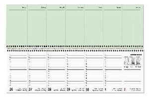 Tischquerkalender Perfo grün 2022 - 31,6x10,6 cm - 1 Woche 2 Seiten - Stundeneinteilung 7-20 Uhr - jeder Tag einzeln abtrennbar - 130-0013
