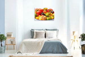 Premium Textil-Leinwand 90 cm x 60 cm quer Leckere Bio Tomaten