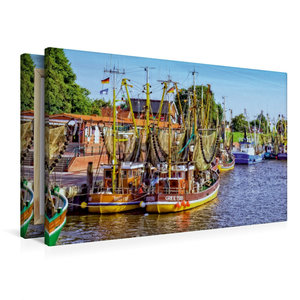 Premium Textil-Leinwand 90 cm x 60 cm quer Die größte Krabbenkutterflotte Ostfrieslands