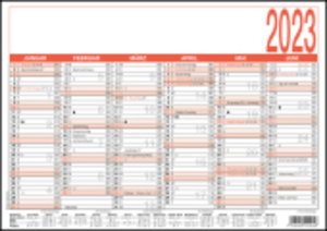 Arbeitstagekalender 2023 - A5 (21 x 14,8 cm) - 6 Monate auf 1 Seite - Tafelkalender - Plakatkalender - Jahresplaner - 904-0000