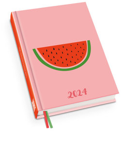 Melone 2024 - Doodle Art Taschenkalender  - Terminplaner mit Wochenkalendarium - Format 11,3 x 16,3 cm