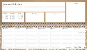 Chalk Drawing Wochenquerplaner 2023. Übersichtlicher Umklapp-Kalender 2023 mit Wochenübersicht. Kreativer und trendiger Tisch-Kalender für Familie oder Büro.