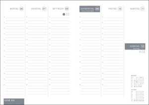 times&more Kalenderbuch 2024. Schwarzer Terminkalender mit flexiblem Umschlag. Handlicher Wochenplaner. Taschenkalender 2024 zum Planen von Terminen.