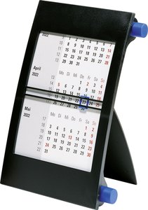 Drei-Monatskalender 2022, Kunststoff-Rahmen Drehknopf: blau