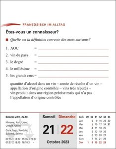 Französisch Sprachkalender 2023. In nur 10 Minuten täglich Grundkenntnisse verbessern mit dem Tisch-Kalender zum Aufstellen. Kleiner Tageskalender mit kurzen Französischlektionen. Auch zum Aufhängen.