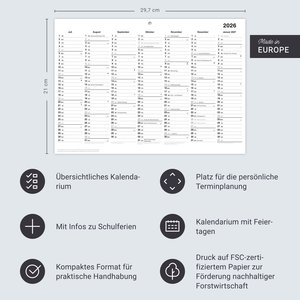 Black&White Tafelkalender A4 2026